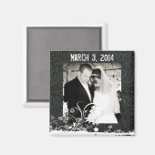 Aimant Photo en cuir noir et dentelle Enregistrer l'aiman (Recto/Verso)