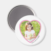 Aimant photo en forme de coeur rose (Recto/Verso)