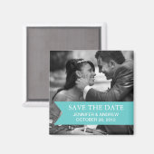 Aimant Photo Enregistrer l'aimant de date (turquoise) (Recto/Verso)
