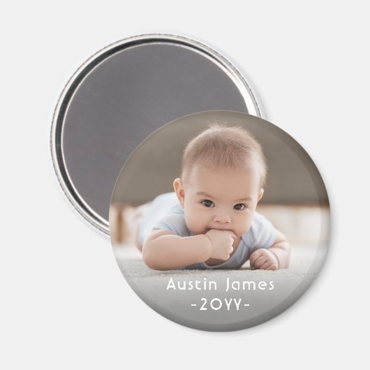 Aimant Photo et texte blanc simple Conserver minimalement (Recto/Verso)