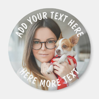 Aimant Photo et texte ou nom personnalisés