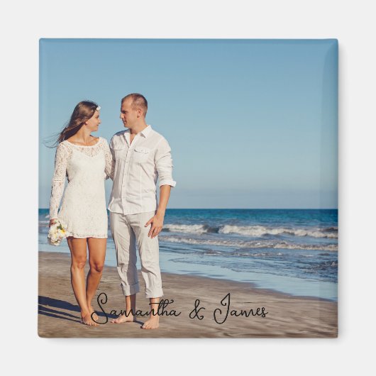 Aimant Photo et texte personnalisés (Devant)