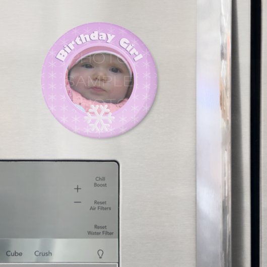 Aimant Photo Fille d'anniversaire Hiver Onederland (In situ (réfrigérateur))