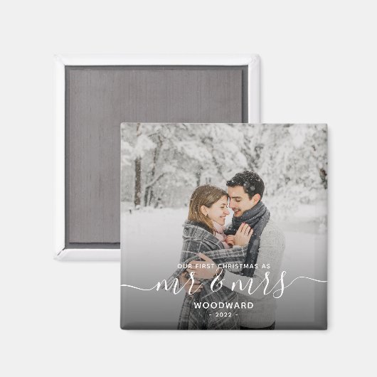 Aimant Photo First Christmas Married White Script (Recto/Verso)