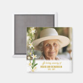 Aimant Photo funéraire de White Orchid Lily (Recto/Verso)