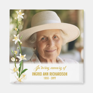 Aimant Photo funéraire de White Orchid Lily