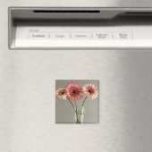 Aimant Photo Happy Gerbera Rose Flower +Custom Name (In Situ (Lave-vaisselle))