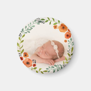 Aimant Photo Instagram personnalisée Aquarelle Florale