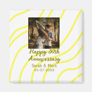 Aimant Photo jaune doré 30e anniversaire de mariage nom