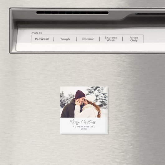 Aimant Photo Joyeux Noël blanc moderne (In Situ (Lave-vaisselle))