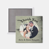 Aimant photo Mariage Merci en bois de bouleau (Recto/Verso)