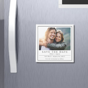 Aimant Photo minimal moderne noir et blanc Save The Date