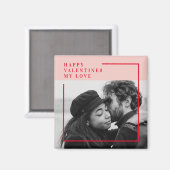 Aimant Photo moderne | Cadeau de Valentines Rouge et Rose (Recto/Verso)