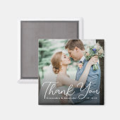 Aimant Photo Moderne Gras Script Blanc Merci Mariage (Recto/Verso)