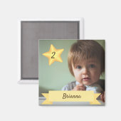 Aimant photo personnalisé avec nom et âge de l'enf (Recto/Verso)