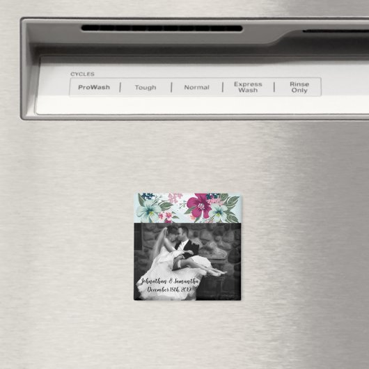 Aimant photo personnalisé Fleur tropicale sur bleu (In Situ (Lave-vaisselle))