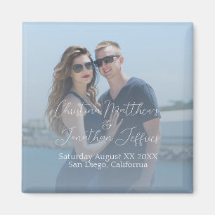 Aimant Photo personnalisée avec mariage bleu poussiéreux