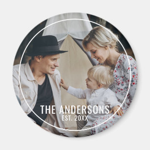 Aimant Photo personnalisée avec nom de famille et année d