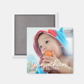 Aimant Photo personnalisée avec nom et date (Recto/Verso)