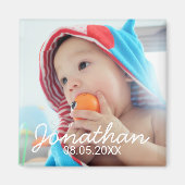 Aimant Photo personnalisée avec nom et date (Devant)