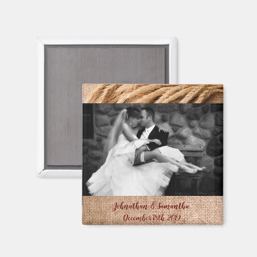 Aimant Photo personnalisée Blé d'aimant sur Burlap Sack C (Recto/Verso)