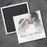 Aimant Photo personnalisée Enregistrer le Mariage de date<br><div class="desc">Photo personnalisée "enregistrer la date" aimant mariage avec couverture blanche.</div>