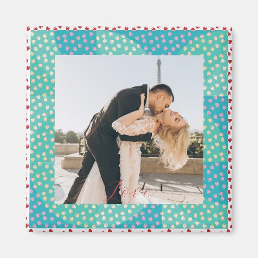 Aimant Photo personnalisée Love fraise (Devant)