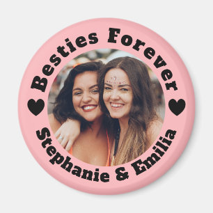 Aimant Photo personnalisée meilleurs amis BFF rose