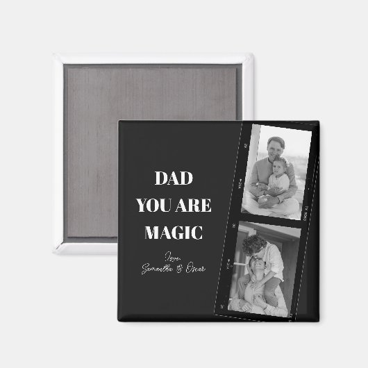 Aimant Photo personnalisée 'Papa, tu es magique' Deux Pèr (Recto/Verso)