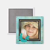 Aimant Photo personnalisée Sirène Turquoise Nautique Or (Recto/Verso)