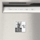 Aimant Photo simple d'un ananas avec une initiale unique (In Situ (Lave-vaisselle))