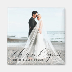 Aimant photo simple et élégant en Merci Mariage