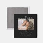 Aimant Photo simple et élégante Mariage noir Enregistrer  (Recto/Verso)