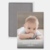 Aimant Photo & Simple Texte Blanc Style Moderne Keepsaké (Recto/Verso)