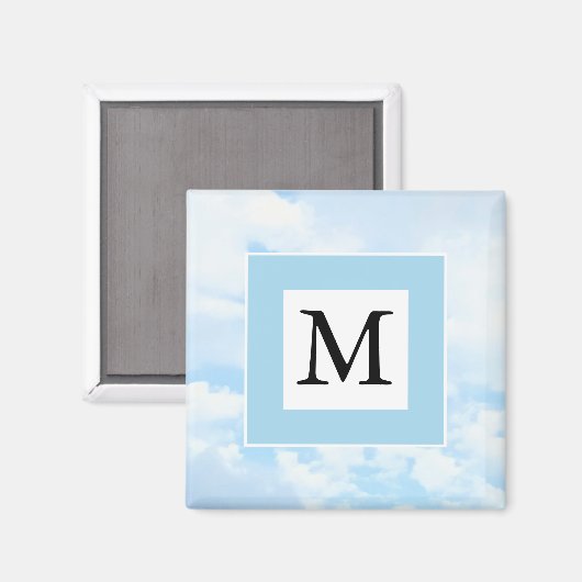 Aimant Photo Soft Blue Sky Custom Single Initial (Recto/Verso)
