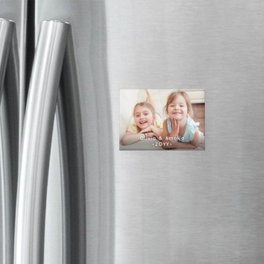 Aimant Photo & White Text Overlay Simple Modern Keepsake