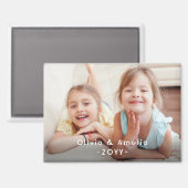 Aimant Photo & White Text Overlay Simple Modern Keepsake (Recto/Verso)