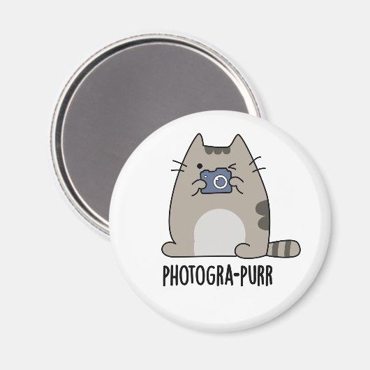 Aimant Photograh-purr Funny Chat Photographe Pun (Recto/Verso)