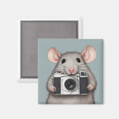 Aimant Photographe de Cute Rat (Recto/Verso)