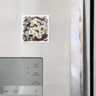 Aimant Photographie blanche centrale jaune de marguerites