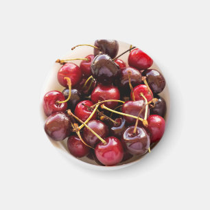 Aimant Photographie de Cerises Rouges Fraîches dans un Bo