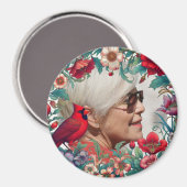 Aimant Photographie de Keepsaké du cardinal rouge (Recto/Verso)