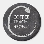 Aimant Phrase personnalisable Café Enseigner Répéter (Devant)
