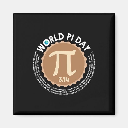 Aimant Pi Day - 3.14 Mars 14 - Math Geometry Nerd - Pie (Devant)