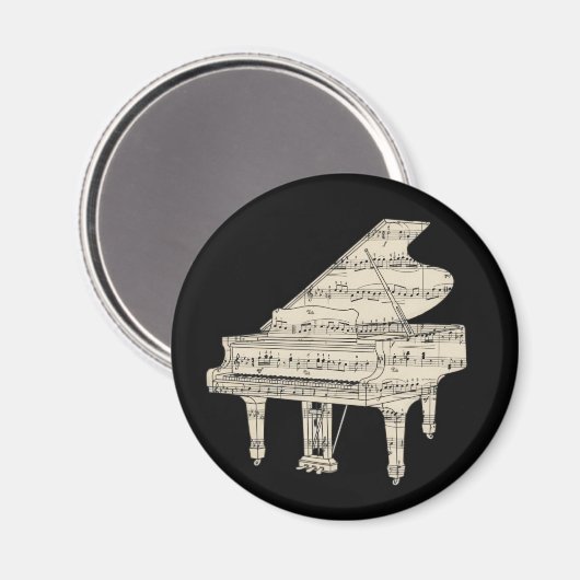 Aimant Piano à queue et notes de musique (Recto/Verso)