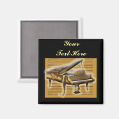 Aimant Piano antique et musique (Recto/Verso)