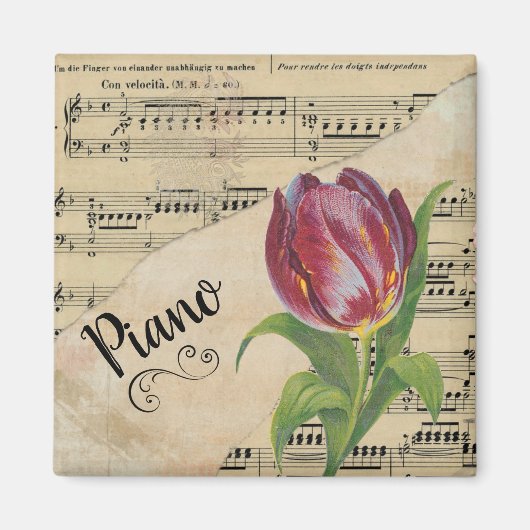 Aimant Piano Elegant Tulip Partition Vintage (Devant)
