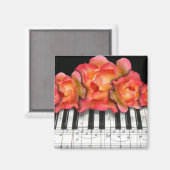 Aimant Piano Keyboard Roses et notes musicales (Recto/Verso)