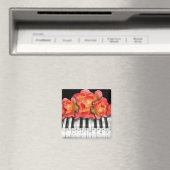 Aimant Piano Keyboard Roses et notes musicales (In Situ (Lave-vaisselle))