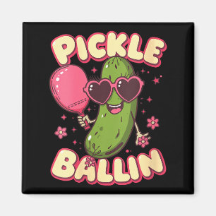 Aimant pickle ball féminin mignon dessin animé pickleball
